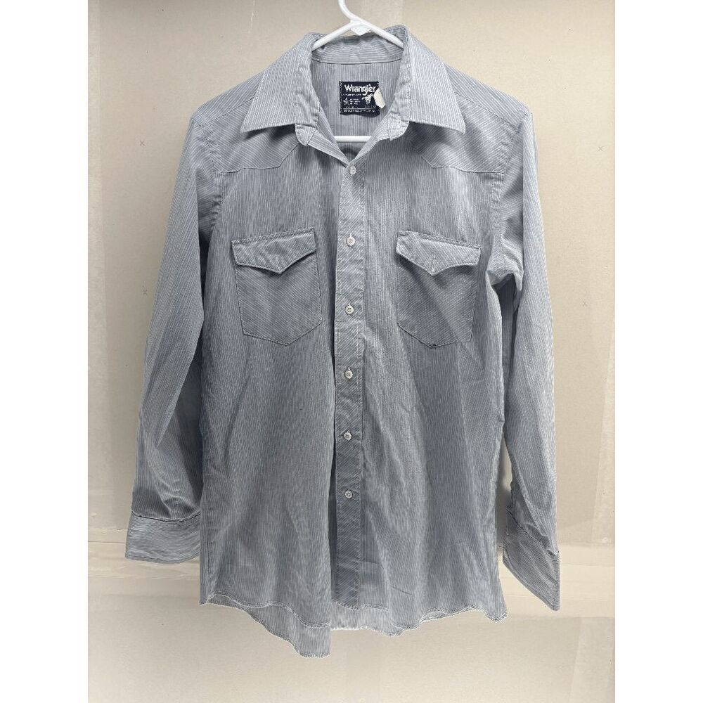 Vintage Wrangler Western Workwear Mechanic Long Sleeve Button Shirt M‎ 15.5 READ